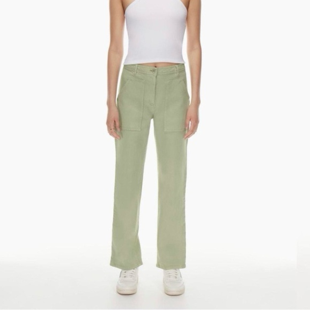 Wilfred Free Light Green Textured Modern Utility Pant